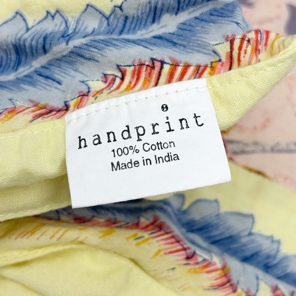 HANDPRINT NEIMAN MARCUS Multicolor Patchwork Farmhouse Tablecloth 56”X58” India - Picture 7 of 8